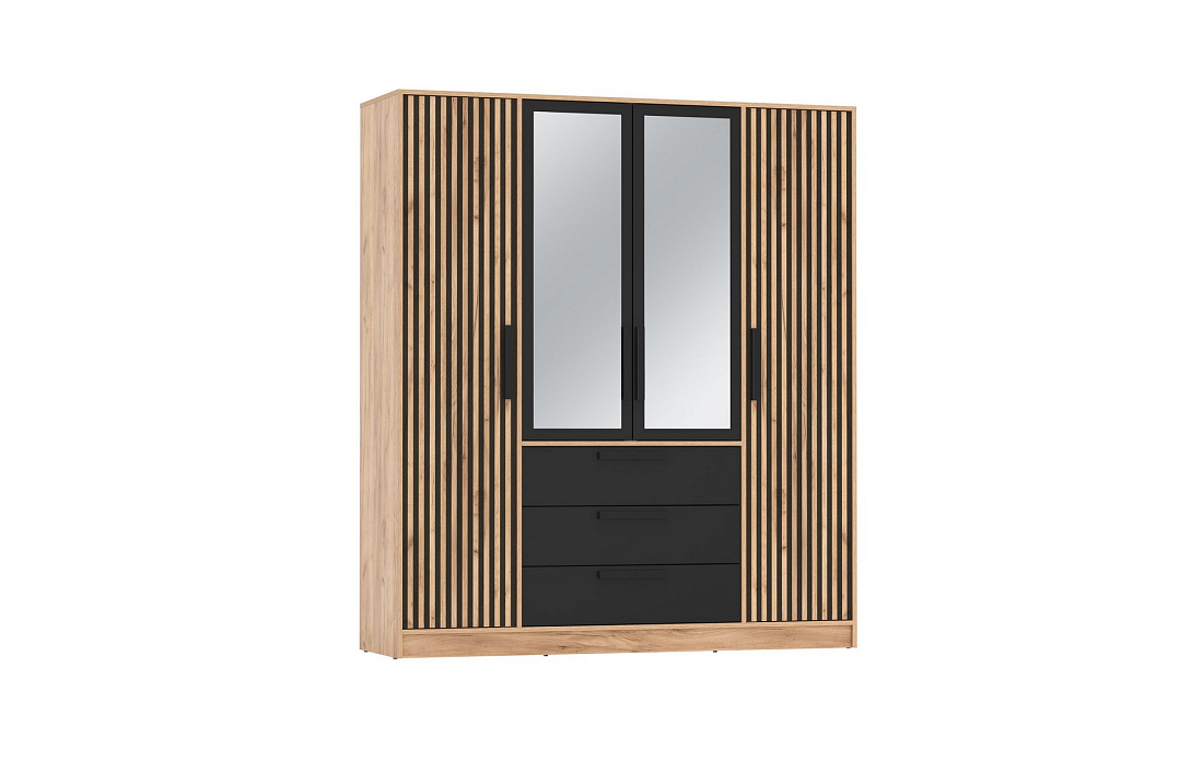 Спальный гарнитур Вегас дуб золотой/черный/ДВПО белый